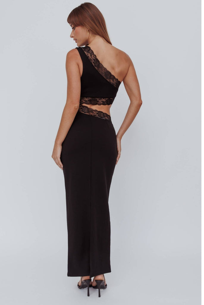 lace one sleeve dress Black Sheer Lace One Sleeve Mermaid Long Prom Dress