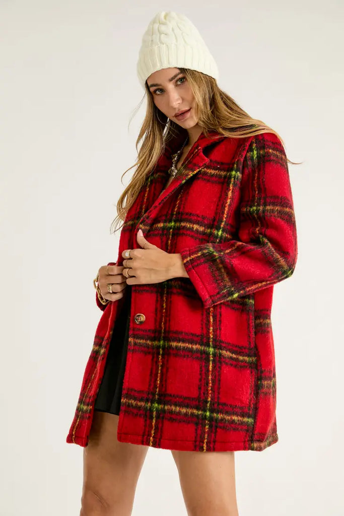Red Plaid Button down Shacket