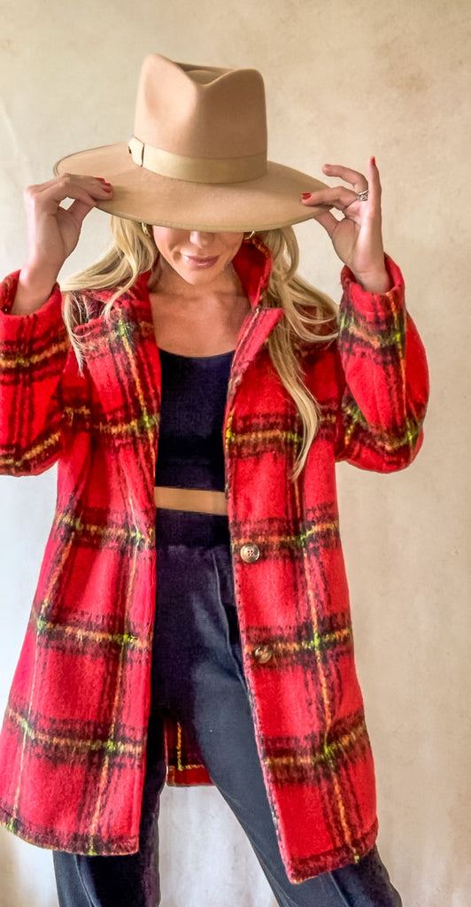 Red Plaid Button down Shacket