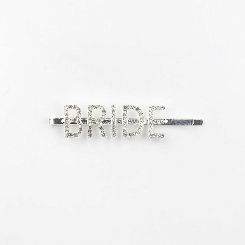 Rhinestone “Bride” hair pin